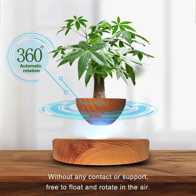 Levitação de ar bonsai pote rotação vaso de flores plantadores suspensão magnética pote flutuante vaso planta casa sem plantas.